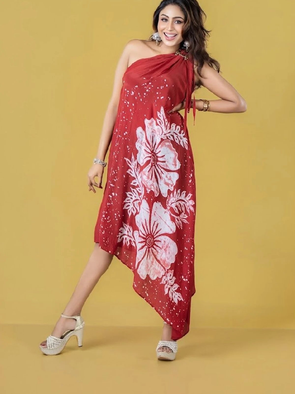Handmade Sri Lankan Crimson Petal Bathik Dress - Image 0